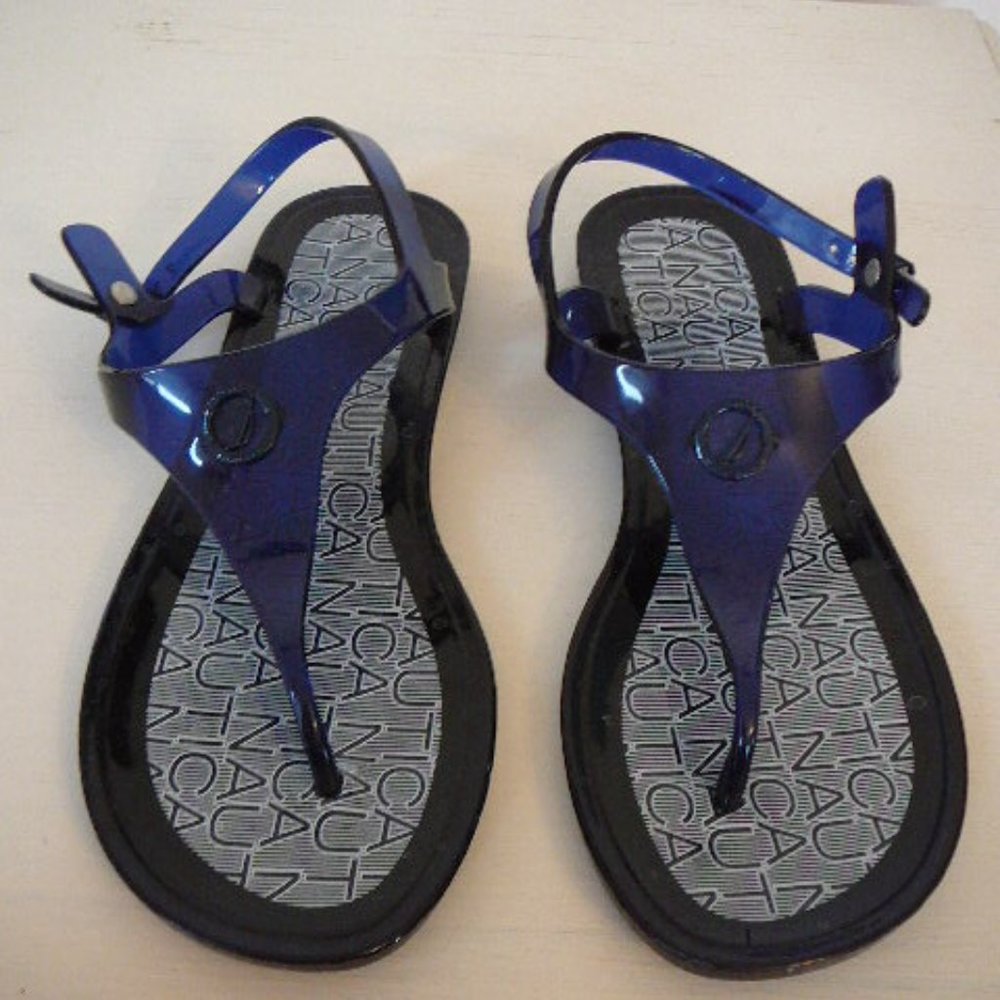 Nautica Women's Purple Jelly Thong Sandals with Back Strap-Size 8